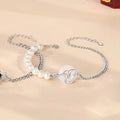 925 sterling silver couple bracelet with safe buckle, snake zodiac design, and obsidian pearl details in New Chinese style.
