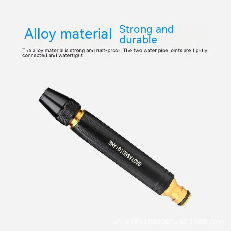 Black diamond car washing gun showing pagoda and nipple nozzle options with alloy and plastic body construction