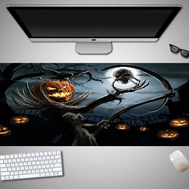 Halloween mouse pad with non-slip rubber cloth material in oversized dimensions for gaming