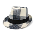 Casual blue polyester straw sun hat with a bell crown on a neutral background.