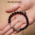 Obsidian Buddha beads DIY couple bracelet kit with 8mm and 10mm national style stone jewellery