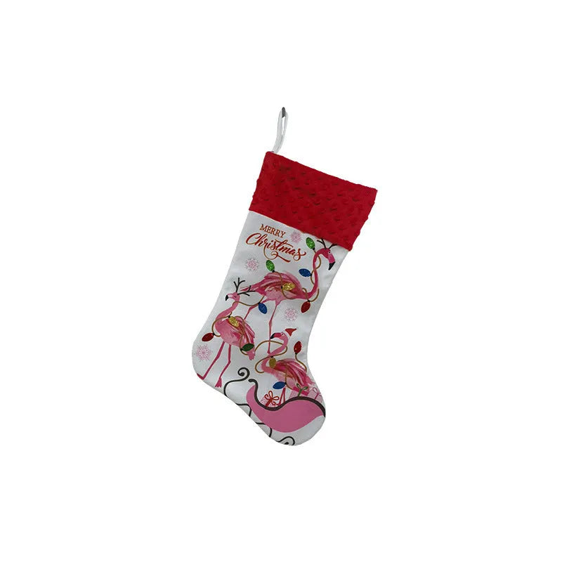 Flamingo design Christmas stocking decoration pendant in cloth material