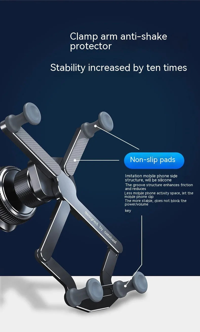 An invisible aluminium alloy phone holder for car air vents, shown in black.