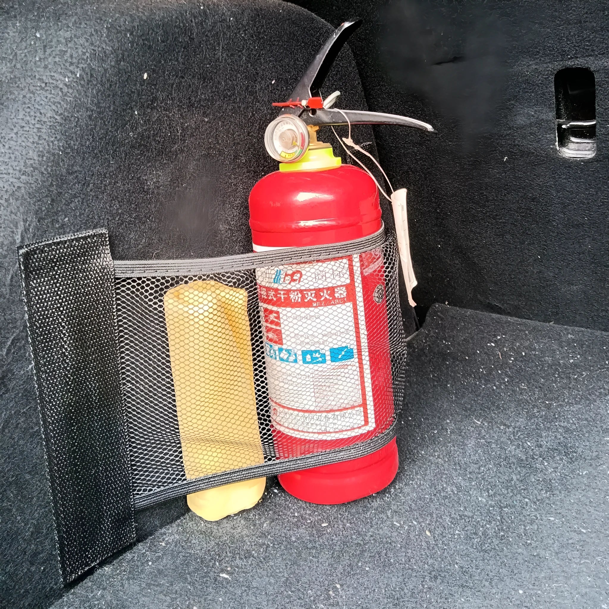 Car boot elastic storage net made from polyester mesh in 20x35cm or 20x45cm size options