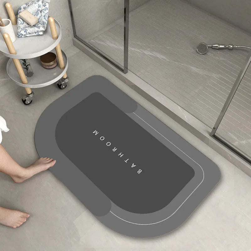 Blended fabric bathroom floor mat in oval and rectangle styles showing Lake Baikal colour options