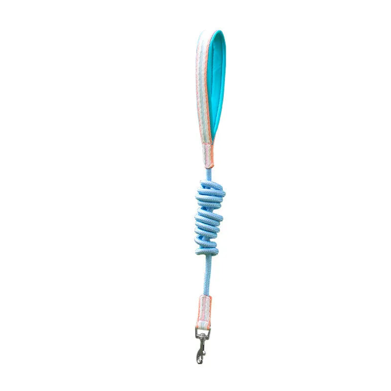 Nylon dog walking chest strap with hand holding rope in various colours and sizes