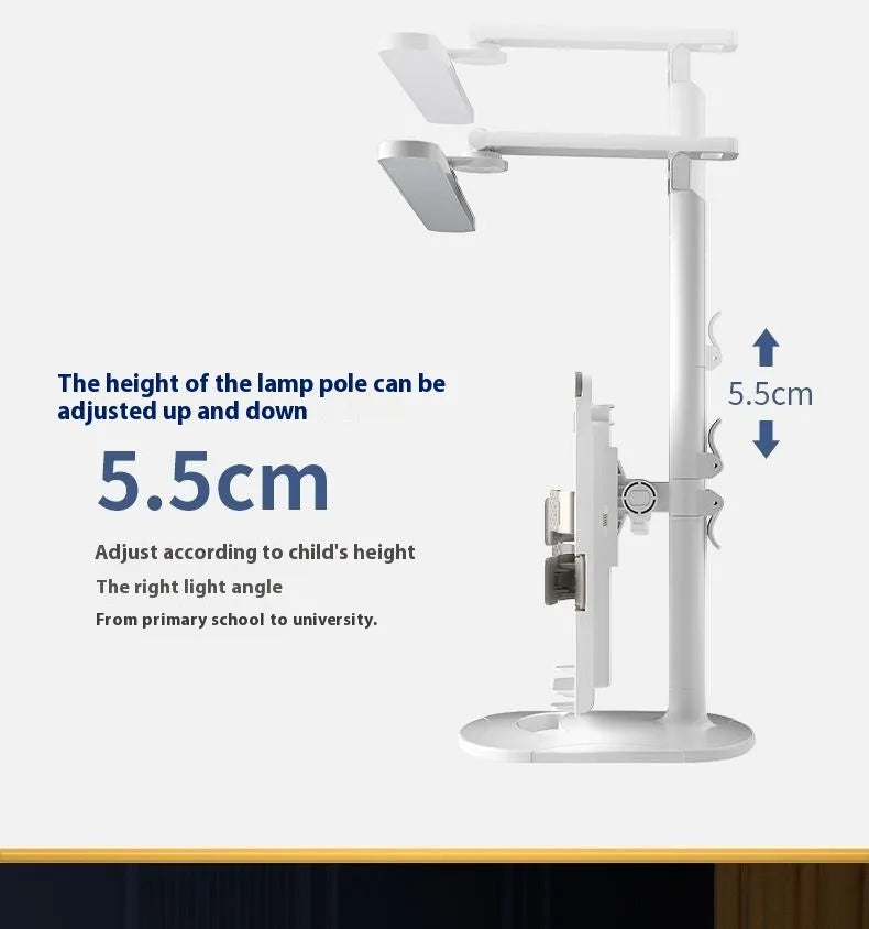 Multifunctional reading bookshelf lamp with adjustable learning table features and three-speed colour temperature settings