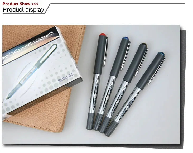 12-pack of 0.5mm water-based quick-drying signature pens with plastic shells in four ink colour options