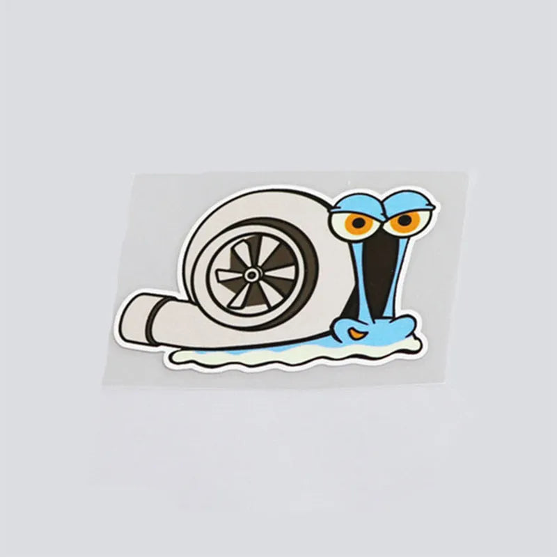 White reflective car sticker with cartoon snail design for vehicle decoration
