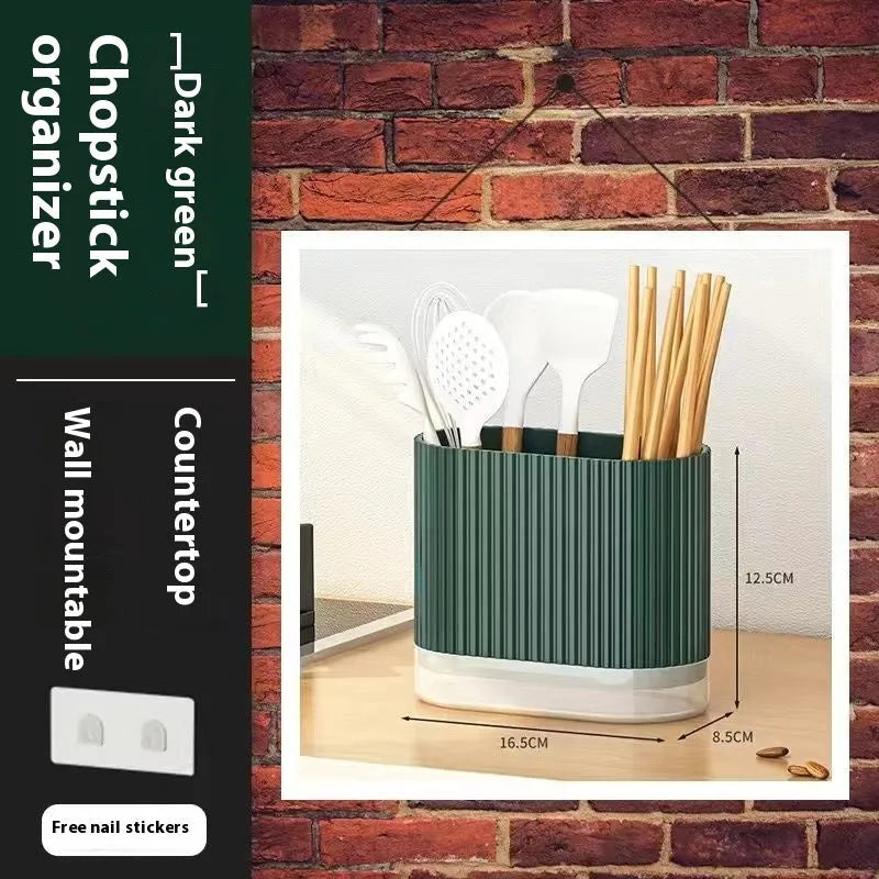 Cross-border drain chopsticks tube wall hanging holder in beige, dark green or orange