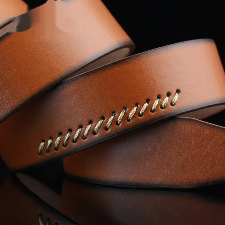 Men's threading casual belt with pin buckle in black, brown or white colours, 110cm length