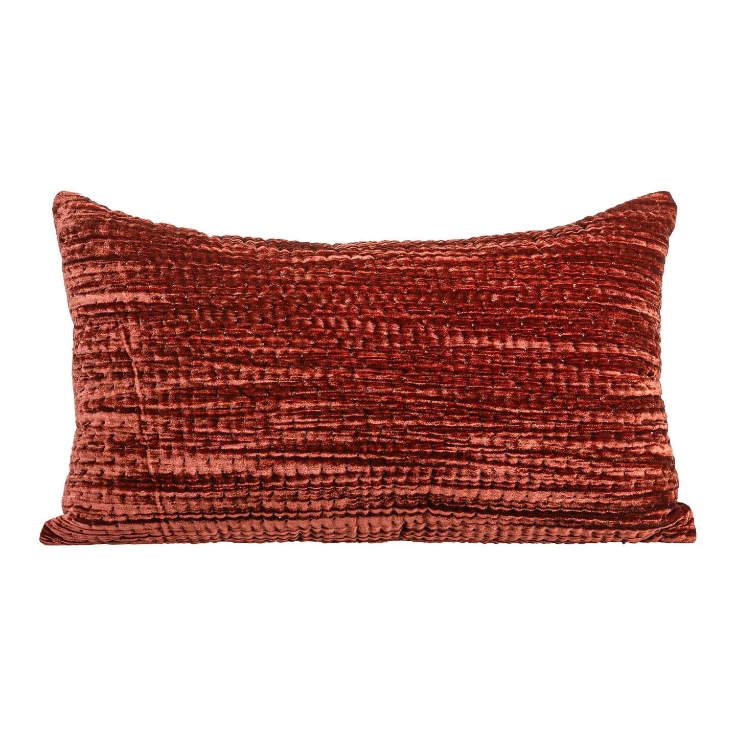 Antique style quilted cushion pillow in mercerised velvet with embossed texture, shown in square and waist pillow sizes