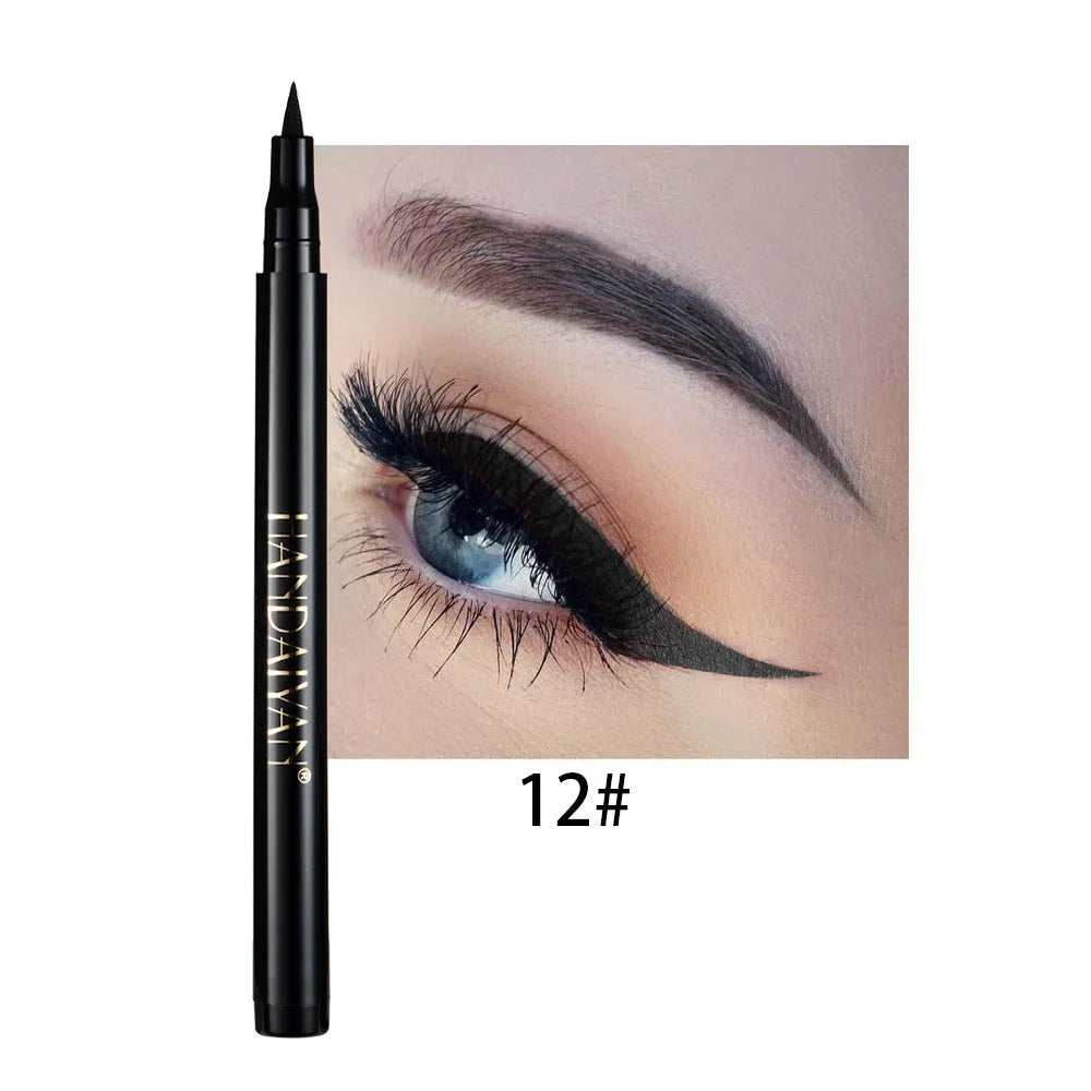 12-colour matte eyeliner set with waterproof long-lasting formula, each in 1x1x13.5cm cardboard packaging