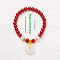 Handmade jade and agate bracelet with a Chinese-style safety buckle peace clasp