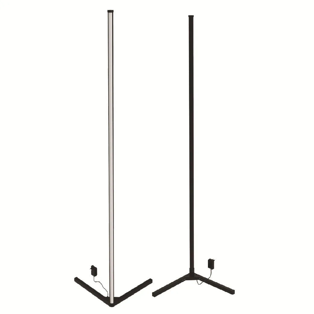 Black aluminium alloy floor lamp with silicone shade and RGB colour changing lights