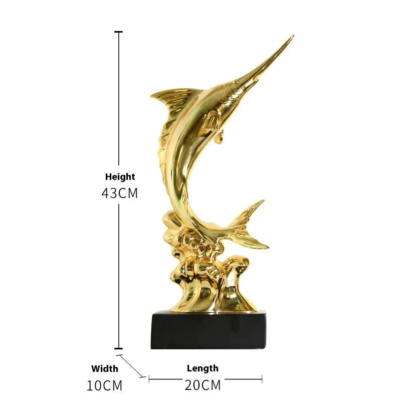 European style decorative swordfish ornament in resin and plastic available in multiple colours.