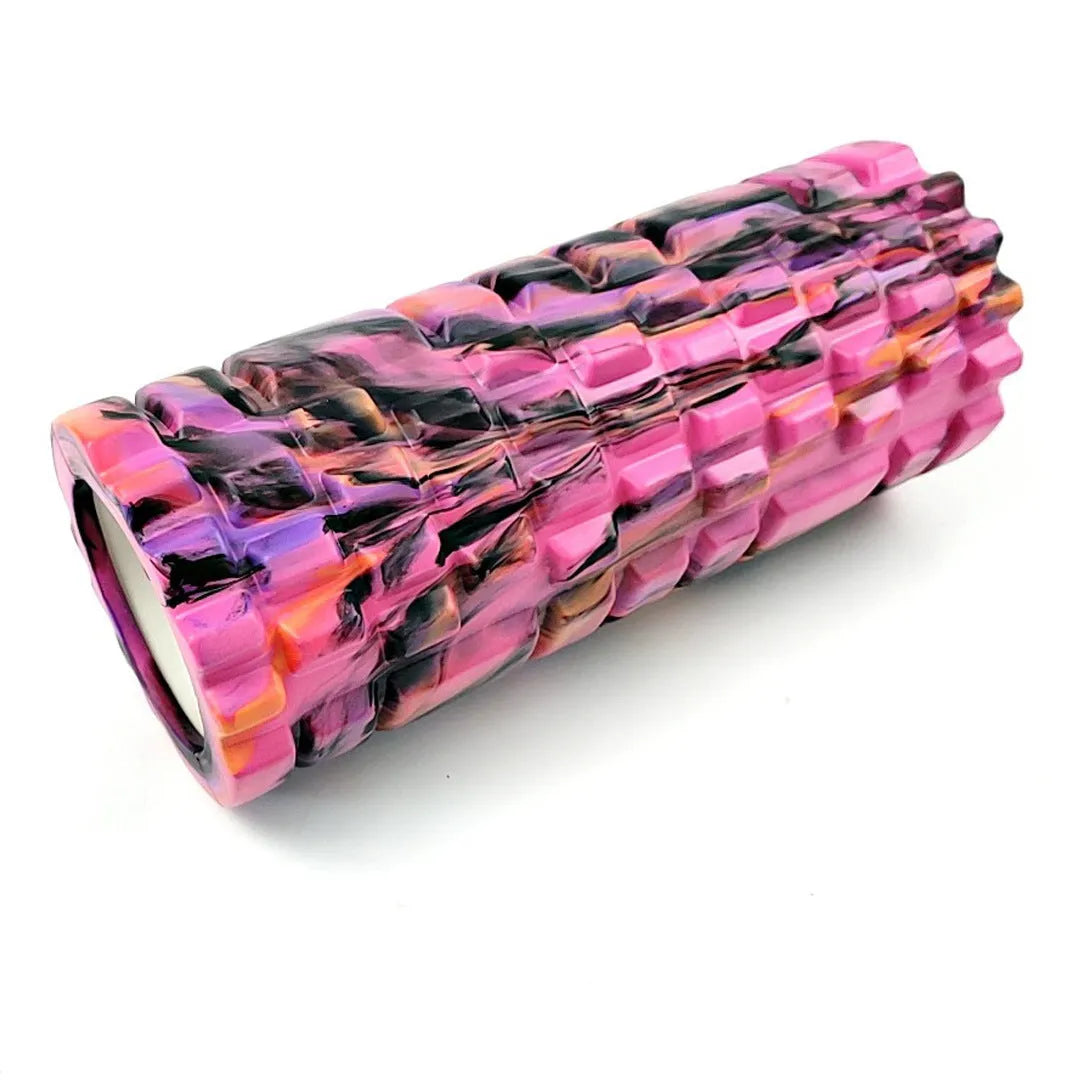 33cm long camouflage patterned EVA foam roller for fitness and massage.