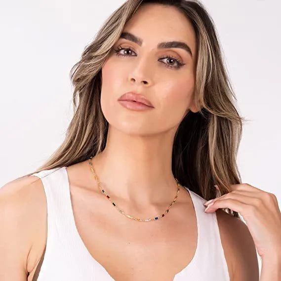 Ladies' geometric crystal necklace with electroplated alloy pendant and chain, adjustable 41-50cm length