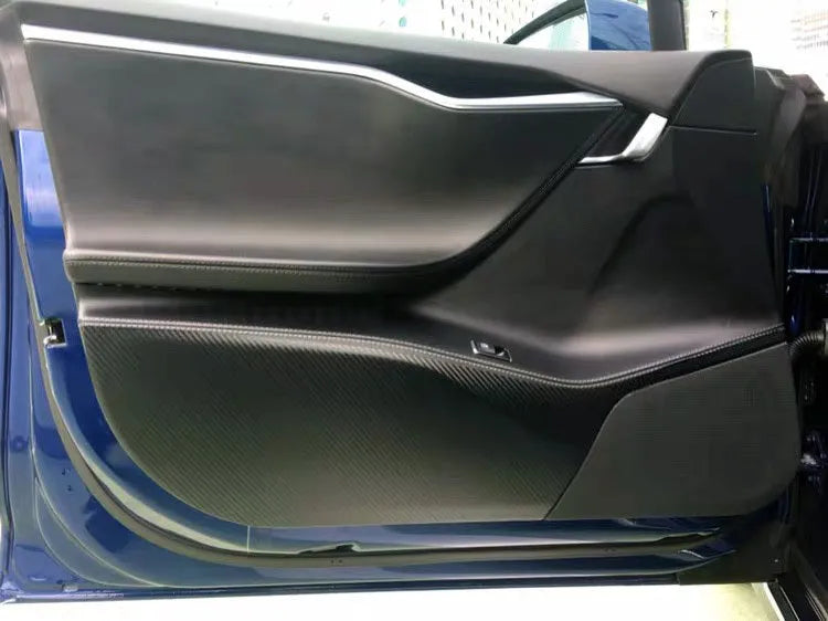 Carbon fibre protective film for Tesla Model S door controls 4-piece set