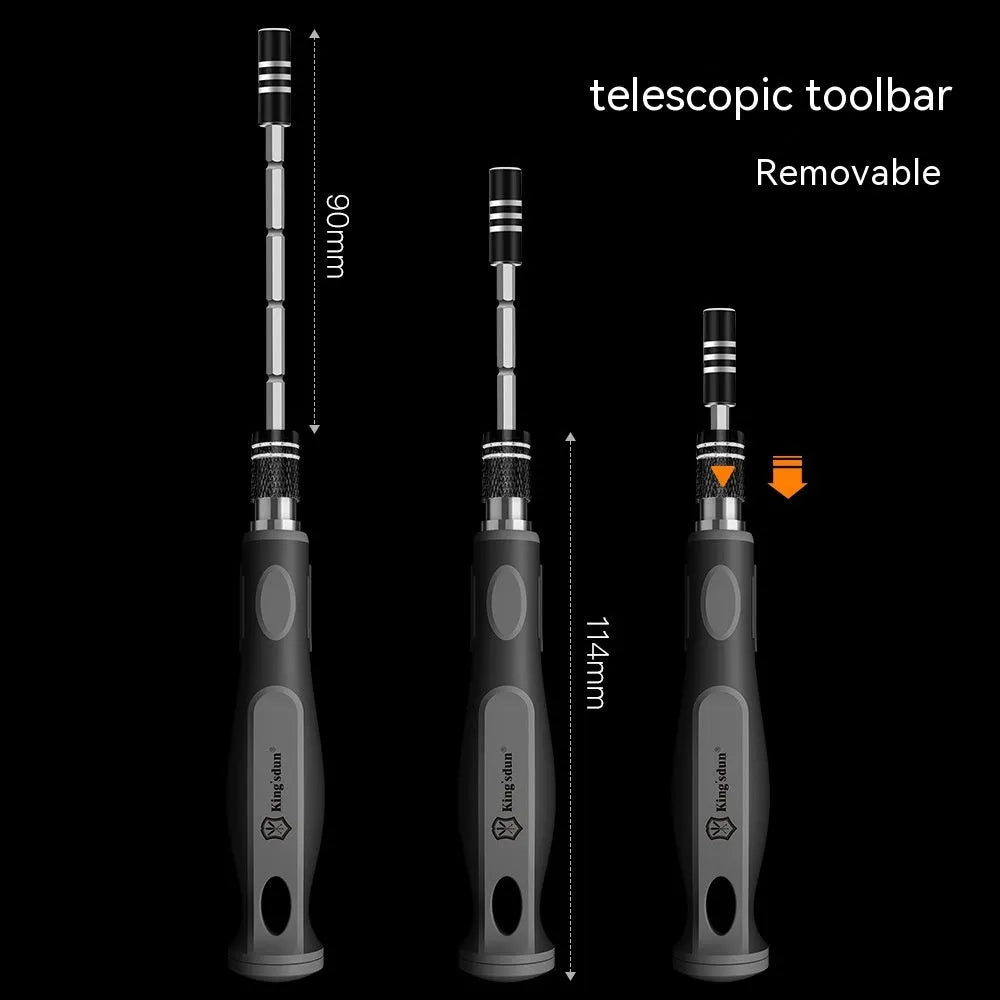 32 in 1 screwdriver set with 30 bits in compact PP plastic storage case measuring 130x75x37mm