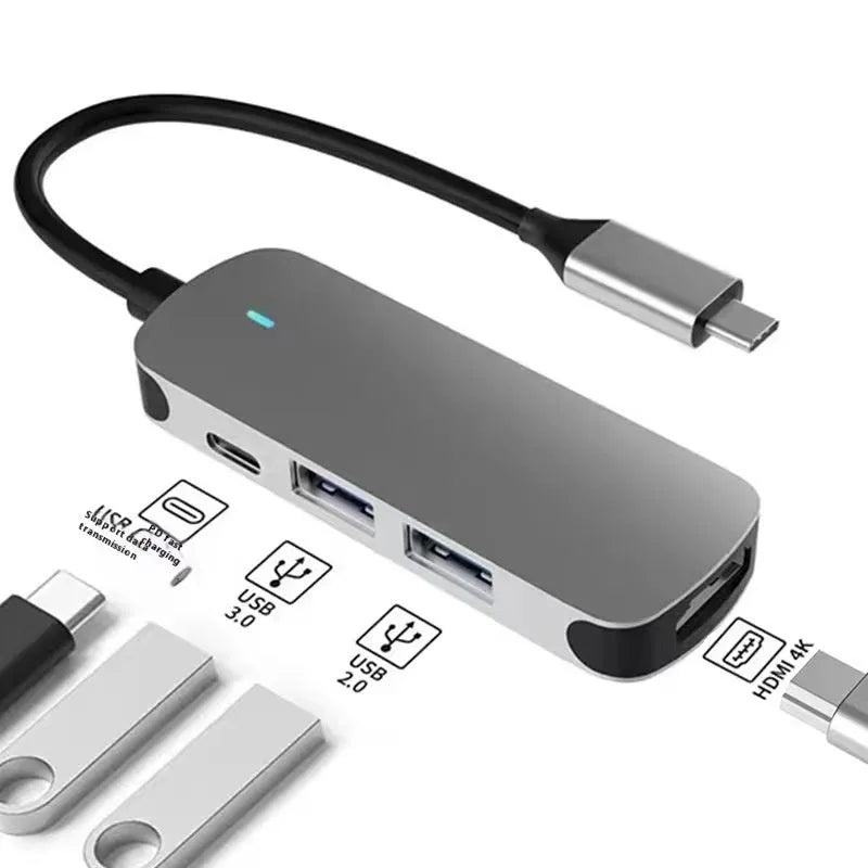 USB-C 7-in-1 expansion dock with HDMI port, multiple USB ports, and a 15cm black cable.