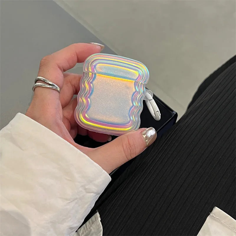 Silicone case with holographic laser colour for AirPods and AirPods Pro charging case