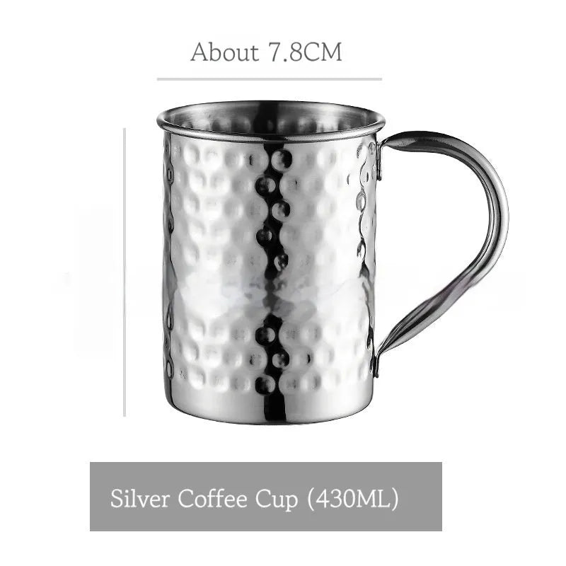 Stainless steel Moscow Mule cup with copper-plated finish in silver, gold, rose gold or black colour options