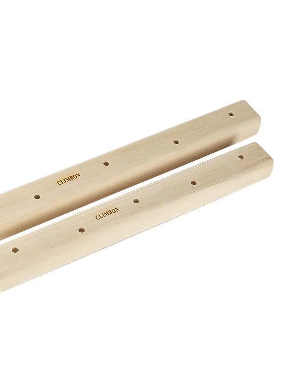 Set of three solid wooden grip training fingerboards in 12cm, 40cm, and 50cm lengths on a white background.
