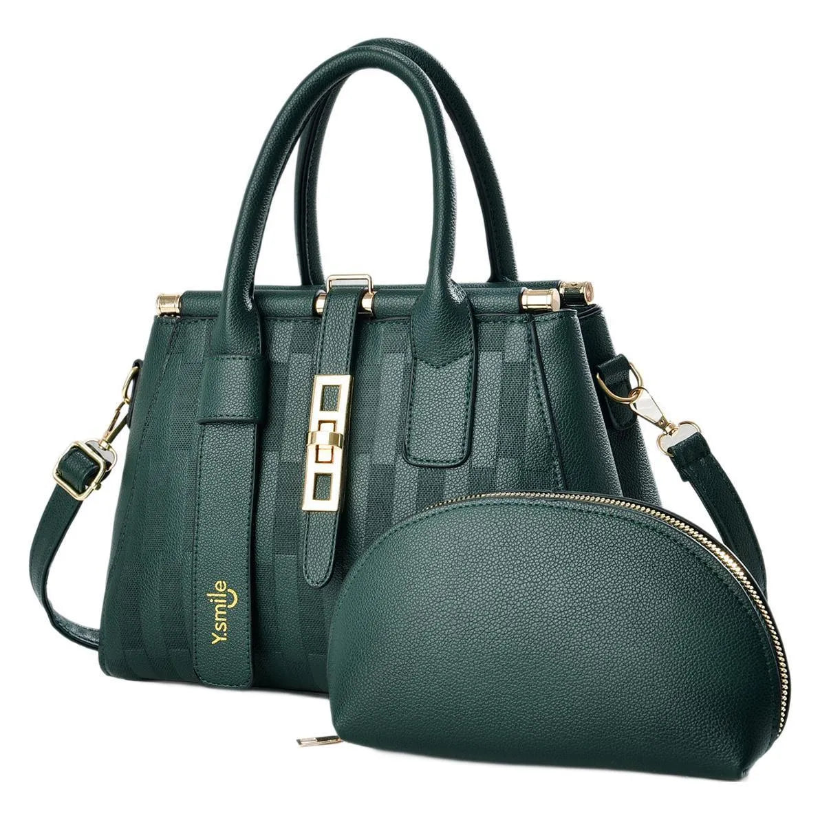 Round black PU crossbody shoulder handbag showing front view and dimensions of 28x13x20cm.