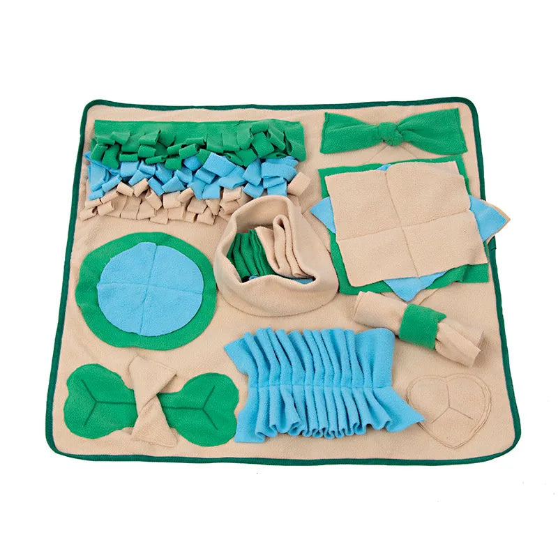 60cm polar fleece snuffle mat for dogs on a light background, with fleece strips holding kibble