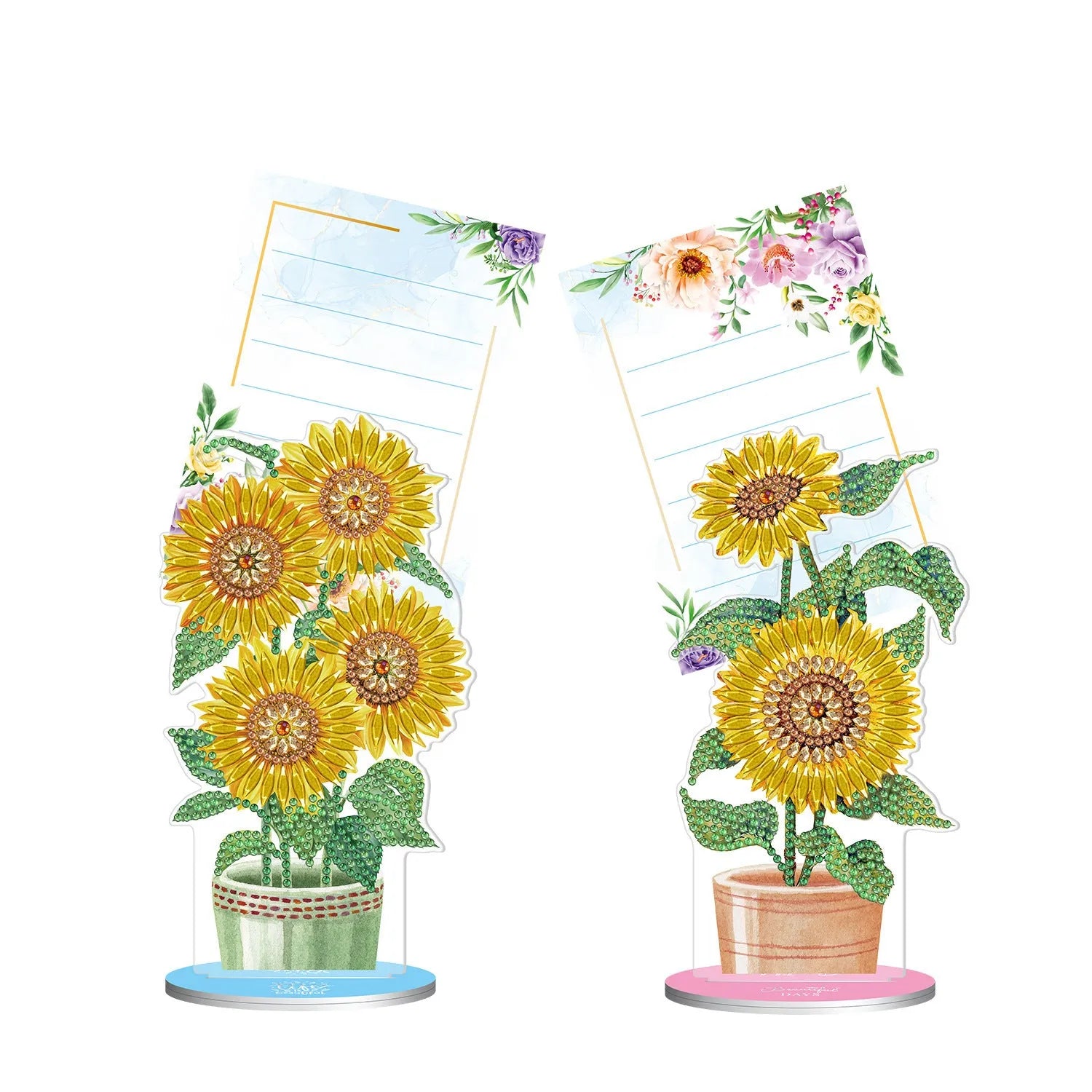 Handmade diamond painting desktop decoration with note clip on restaurant table