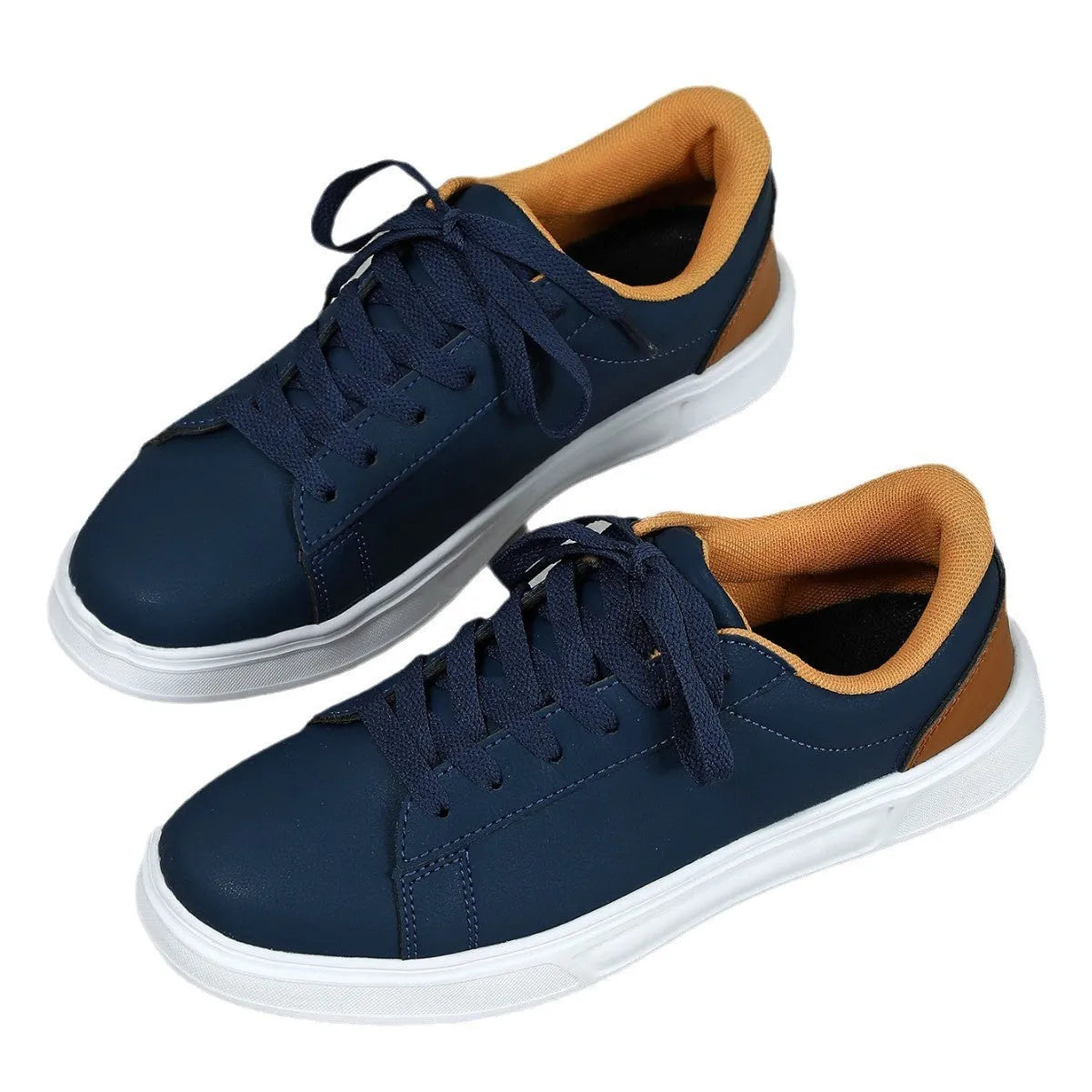 Casual beige brown platform skateboard sneaker with cross strap detail and round toe