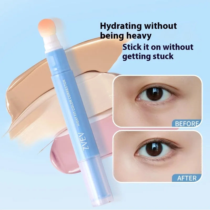 Concealer pen with sponge brush head applicator in brightening skin, pink flesh, and flesh colour shades.