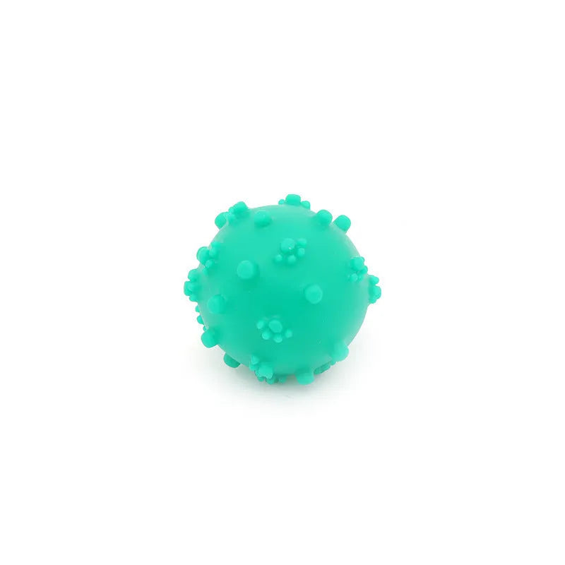 Bright coloured spiked dog toy balls with paw print dimples, 2 inches diameter