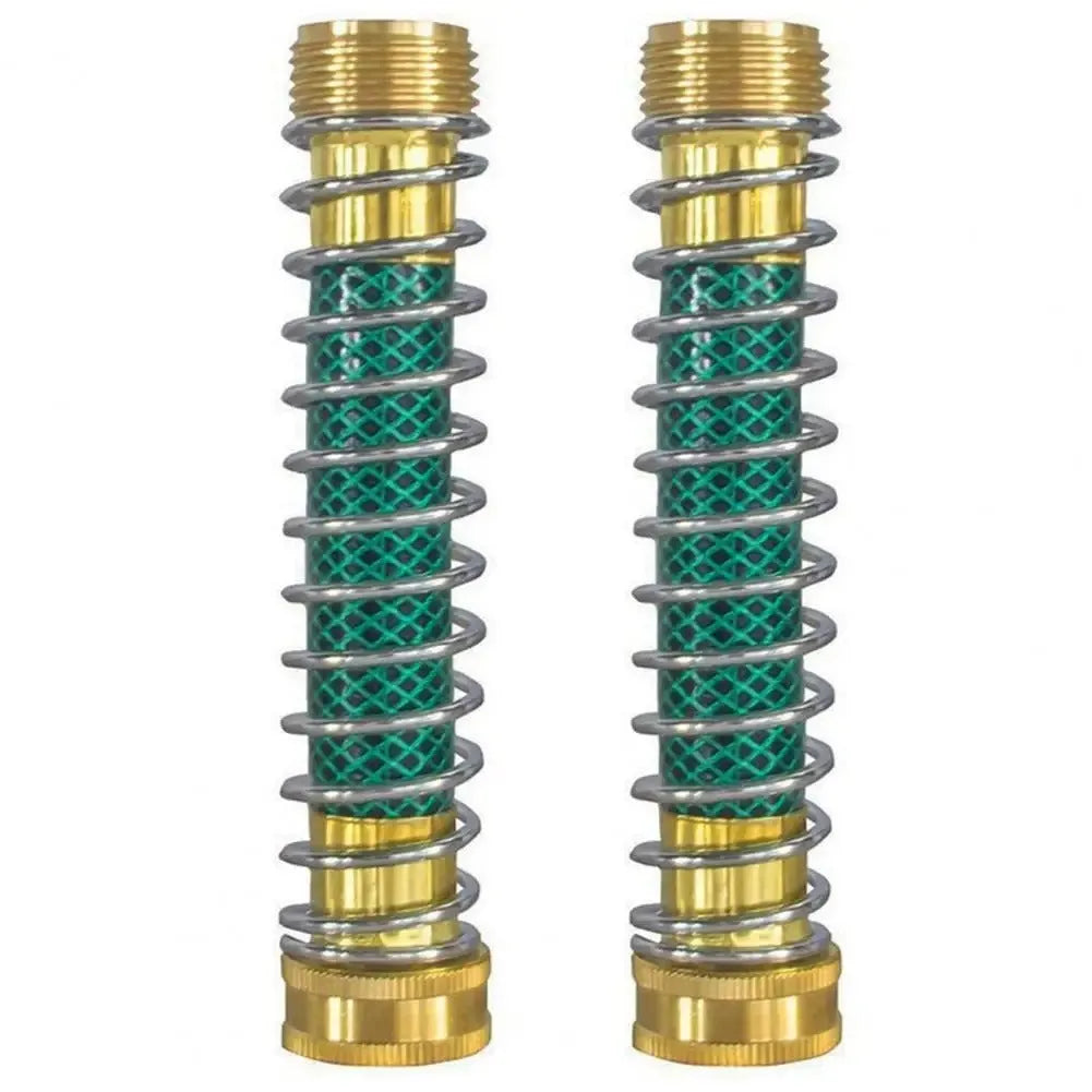 15cm long brass garden hose connector with a visible internal spiral spring
