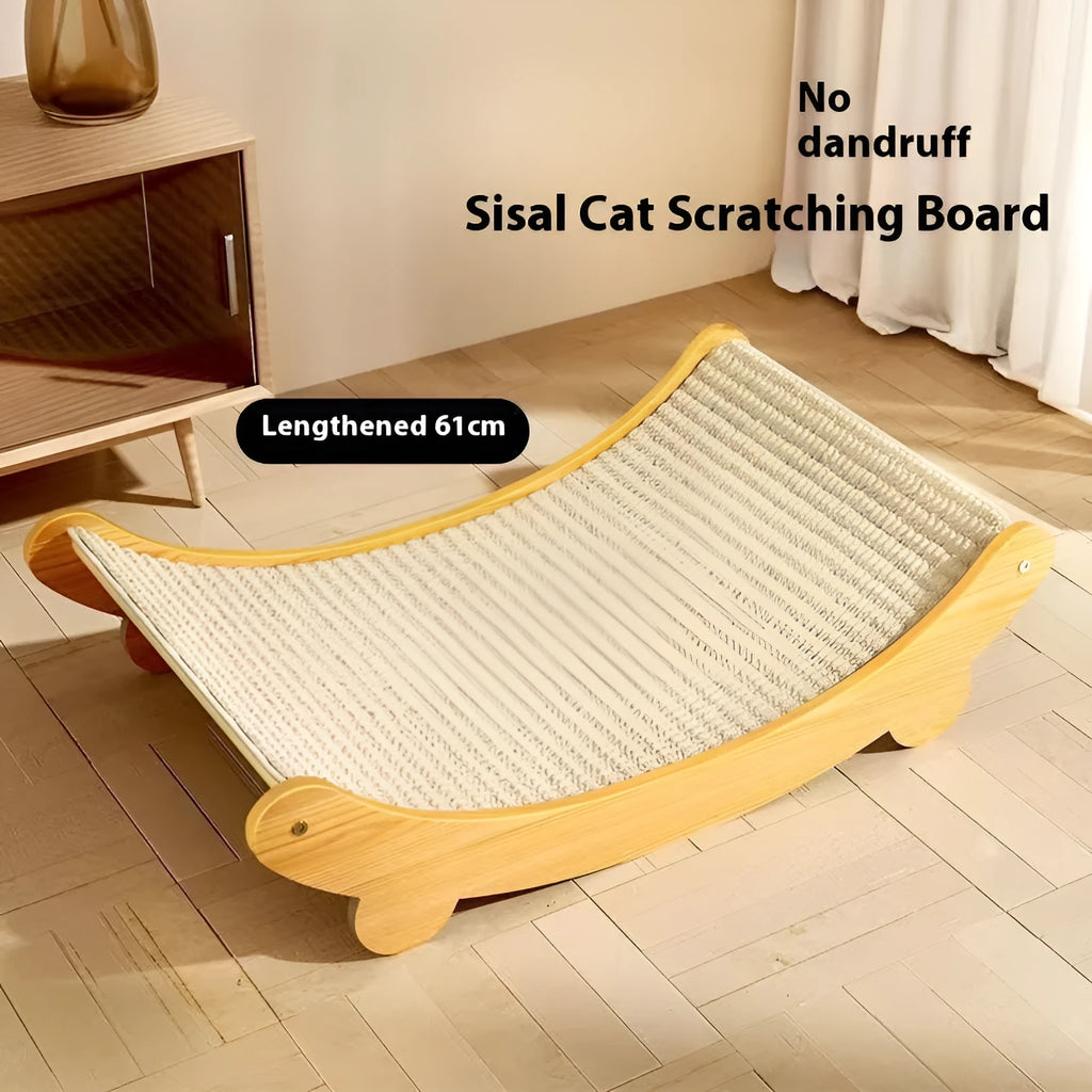 Sisal cat scratch board in rustic style available in small or large size options