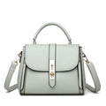 Soft PU leather women's messenger bag in a square vertical shape, shown in one of four colours.