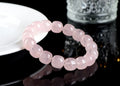 Pink bamboo crystal bracelet with 11-12mm geometric barrel beads