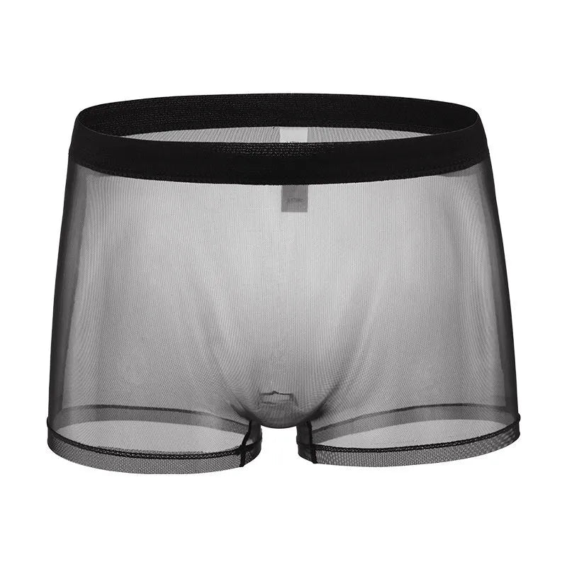 Men's low-waist mesh boxer briefs in black, white, green, blue, skin colour and pink colours