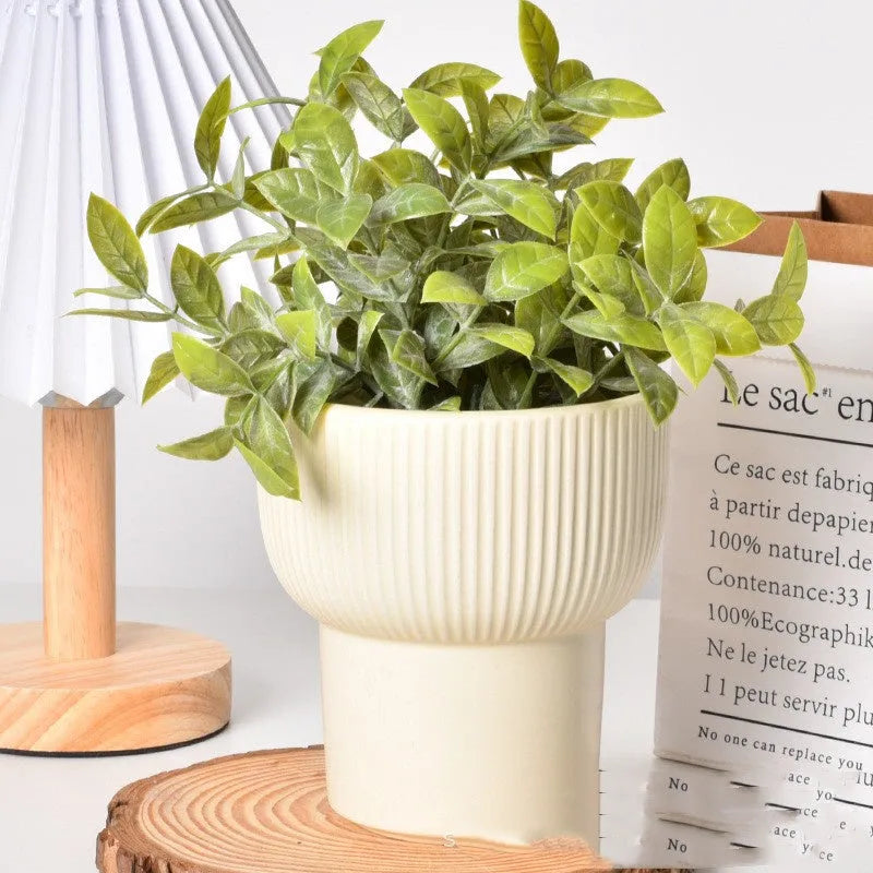 Roman column matte yellow ceramic flowerpot with breathable self-absorbent properties