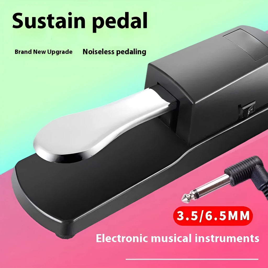 Single sustain pedal for electronic keyboard with ABS plastic construction and 6.35mm jack connection