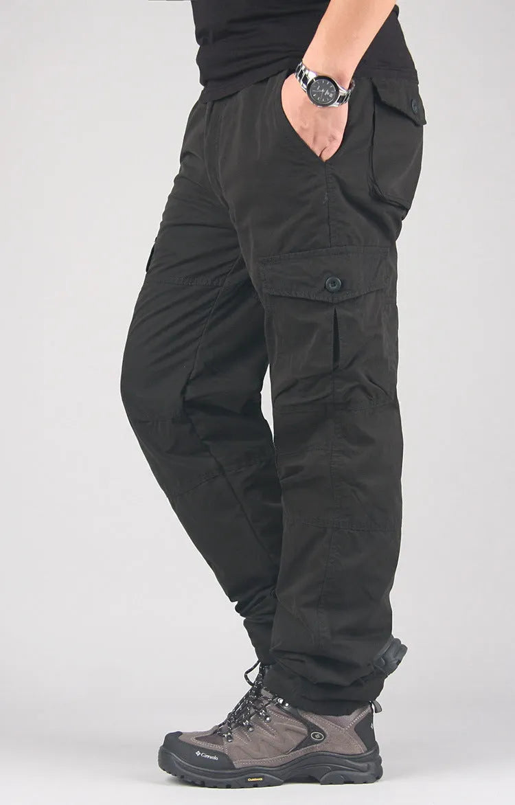 Men's thick wool-lined overalls in stone-washed cotton with straight-leg design