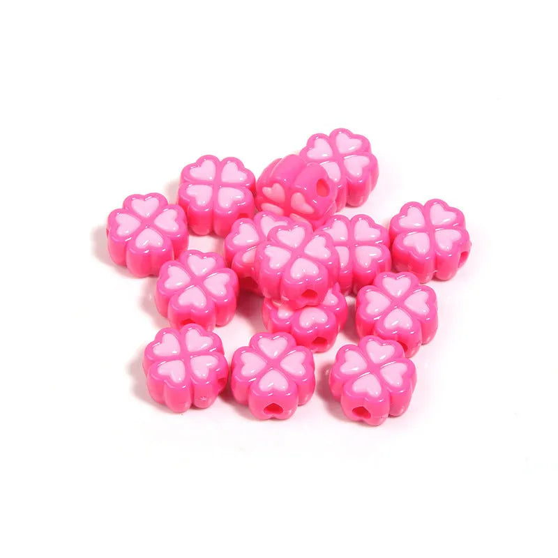 15mm frosted acrylic love clover beads in various colours for jewellery making