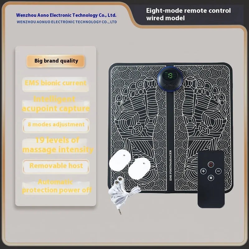 USB rechargeable reflexology foot massager mat with remote control and adjustable settings