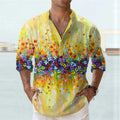 British-style bamboo hemp short sleeve shirt with 3D thermal transfer striped pattern