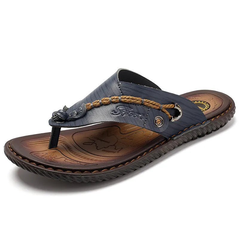 Men's non-slip casual slippers with PU leather uppers in four colour options