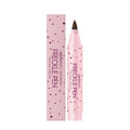 Cosmetic freckle pen with brush tip applicator for applying faux freckles.