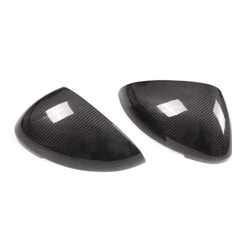 Pair of glossy black true carbon fibre rearview mirror covers for Porsche Macan