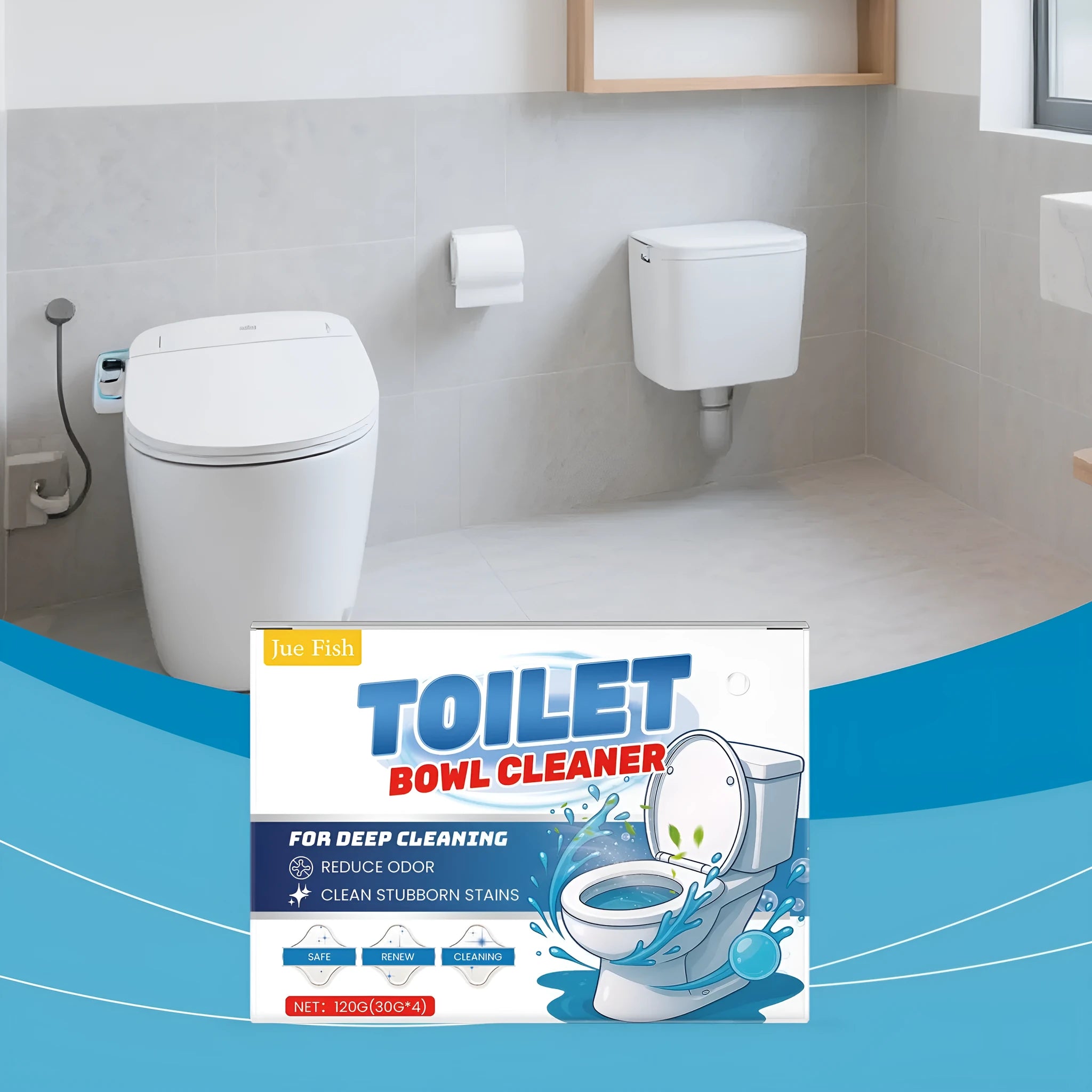 Toilet cleaning powder sachets for urine stain and odour removal with sodium bicarbonate