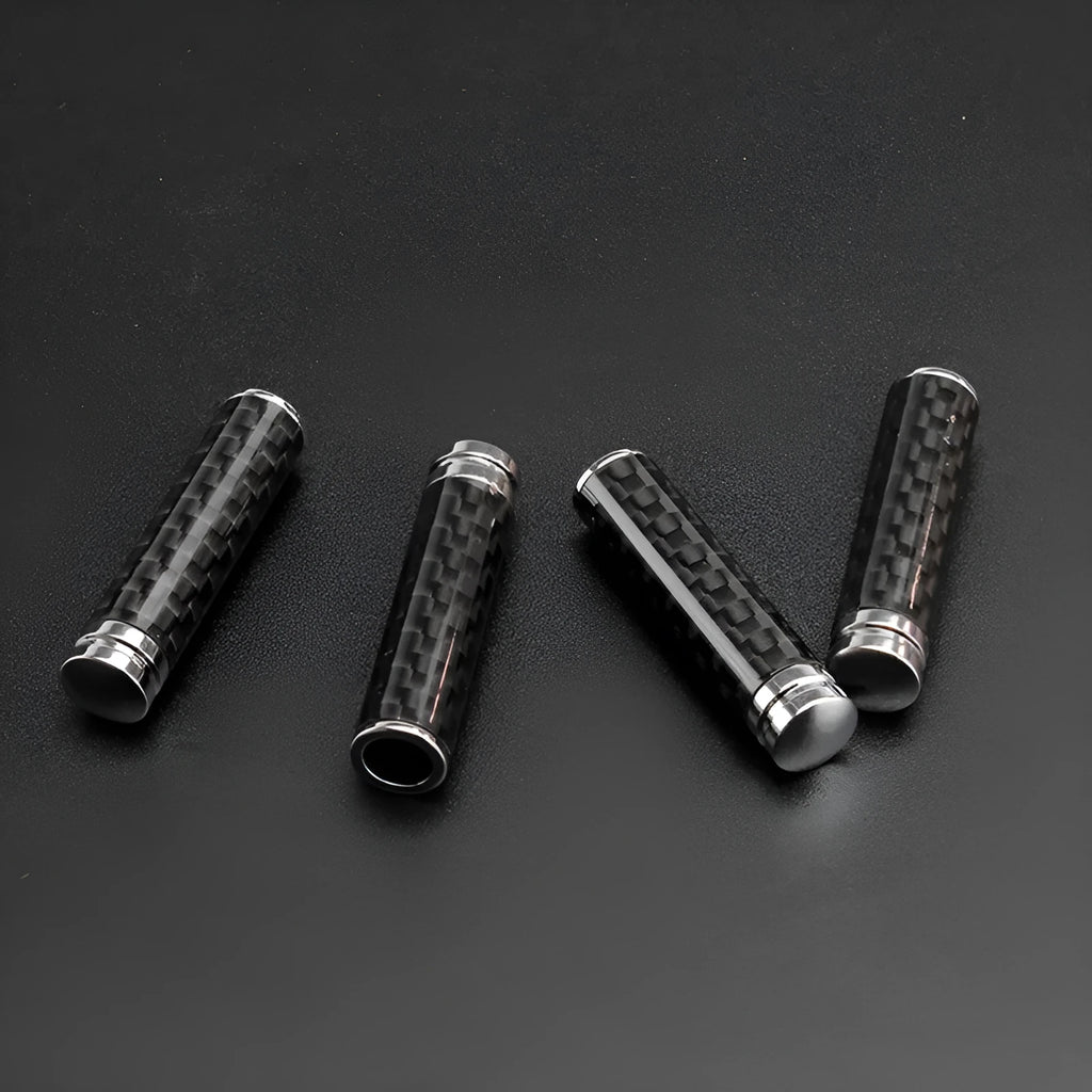 Four carbon fibre car door handle covers with metal components for direct replacement installation